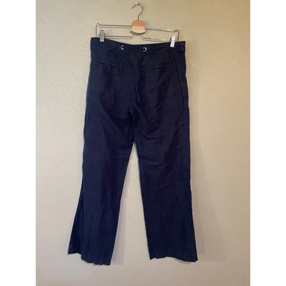 Banana Republic Martin Fit Navy Blue Wide Leg‎ Drawstring Pants Womens Size 10